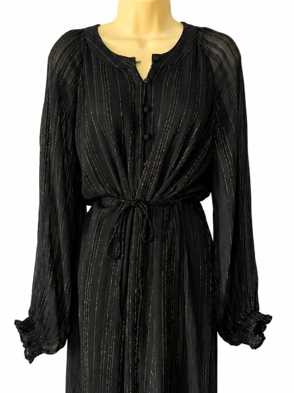 Smash + Tess x ISKRA Lawrence Showstopper Midi Dress Black Gold Metallic M/L - Picture 4 of 11